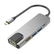 [NB-UCFUPRGE-SGR] USB-C 5-in-1 Hub/Dock with 100W PD HDMI 4K@30Hz 2x USB-A 1x RJ45 Gigabit