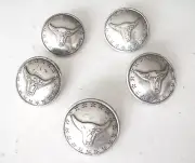 5 Silver Buffalo Skull Leathercraft Silver Conchos