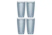 4x Tate Geometric 450ml Highball Acrylic Tumbler Drink Juice Round Cup Sky