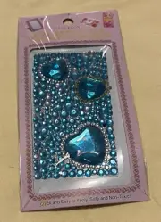 Diamonte Blue Love Heart Design Sticker for Phone Decal