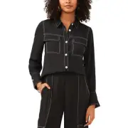 Vince Camuto Womens Contrast Trim Chiffon Button-Down Top BHFO 0568