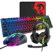 MAMBASNAKE 4in1 UK 100% Gaming Keyboard & Mouse & Headset & Mouse Pad Combo Set