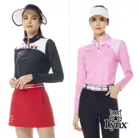 在飛比找PChome24h購物優惠-【Lynx Golf】女款合身版內刷毛半身剪裁印花立領配布設