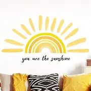 Henoyso 42 x 18 Inches Large Boho Half Sun Wall Decals You are The Sunshine Wall Stickers Rainbow Decals Peel and Stick Sun Decor Stickers for Kids Room Nursery Bedroom Classroom Decorations