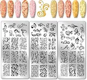 PH PandaHall 3 x Swirl Pattern Nail Art Stencils, French Nail Stamping Plate, 52 Patterns, Plant Floral Nail Art Stencils, Stainless Steel Stamping Plates for Nail Design, Print, Manicure, Salon,