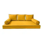 *COVER ONLY*-S3 Outdoor Daybed Mattress Bolster Pillow Contrast Trim Full AD108