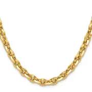 14K Yellow Gold Polished Fancy Knife-Edge Rolo Link Necklace