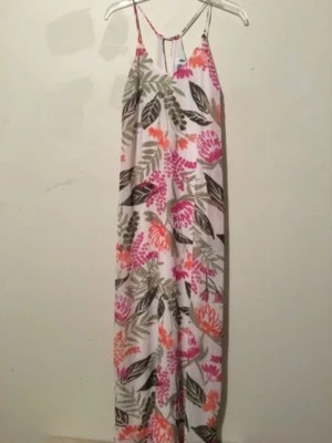 NWT Old Navy Size M Floral Green pink Long Maxi Dress Women Sleeveless Stylish
