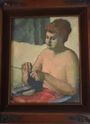 WADE ZINT Portrait of Knitting woman