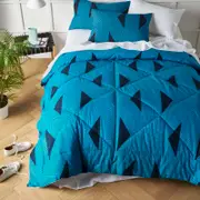 Accessorize Bedroom Collection King Blue Aster Washed Cotton Digital Printed Comforter Set