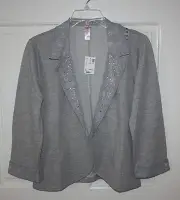 NWT Girls Justice Light Gray Jeweled Cardigan Size 20