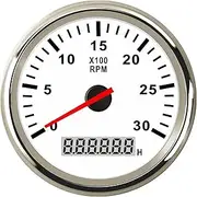 ZFGVGNMTYA 85mm Car Boat Tacho Sensor Marine Tacho Meter with LCD Hourmeter 3000 4000 6000 8000 RPM Boat Tachometer 12V/24V Red Backlight Car Tachometer(3K-WS)