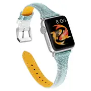 Woman Leather Gradient Color Bands ,Replacement Strap Wristband Compatible with Apple Watch Series 5/4/3/2/1 (SILVERGREEN, 42/44mm)