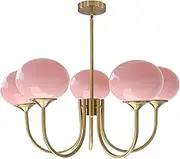 BOKT Gold Globe Sputnik Chandeliers Pink Pendant Light Modern 5 Lights Sputnik Pendant Light Island Hanging Light Fixtures for Girls Room Dining Room