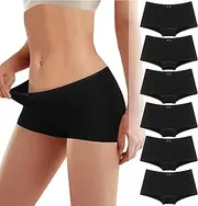[Lakpoau] ZD3901 Women's Boxer Shorts Pack of 6 Underpants Women's Cotton Briefs Hipster Underwear Women Panties Breathable Underwear Hipster Women Boyshorts Seamless