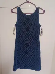 White House Black Market Blue Depths Velvet Party Dress size XS