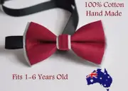 Boy Kids Baby Cotton Rumba Red Grey Bow Tie Bowtie Party Wedding 1-6 Years Old