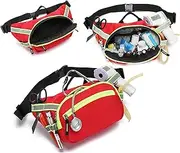 Portable First Aid Fanny Pack, Medical Trauma Bag with Adjustable Waist Strap and Zipper Pockets,Outdoor Waterproof Emergency Rescue Waist Travel Bag