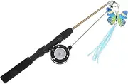 1 Set Interactive Cat Wand Retractable Fishing Pole Style with Feather Replacement Head Lightweight Design for Engaging Play for Indoor Exercise and Bonding with Cats