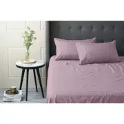 Tontine Mauve Cotton Rich Linen 1200TC King Bed Fitted Sheet Set w/ Pillowcases