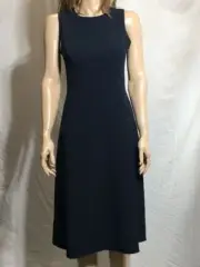 Women's NWT Elie Tahari Leighton Navy Woven Sleeveless Dress Size 2