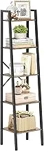 Hoctieon 5-Tier Industrial Ladder Bookshelf, Narrow Ladder Shelf, Tall Standing Bookshelf, Skinny Open Ladder Shelf, for Living Room, Home Office, Kitchen, Bedroom, Metal Frame, Greige