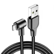Pvc Elbow8pin Usb Fast Charging Cable For Iphone Black 2M Cables & Adapters