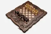 Chess Set with engraved crowns - 3 in 1 chess,backgammon, checkers - High Detail