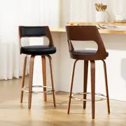 2x Artiss Bar Stools Swivel Leather Chair 76cm
