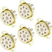 uxcell 8 pins PCB Tube Socket Ceramics, Vacuum Tube Protect Tube Pin Socket, White Plated Suitable for 12AX7, 12AU7 Tube Pack of 5，GZC8-Y-3-G