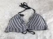 Mossimo Black & White Striped Triangle Bikini Swim Top Sz Med NWT
