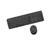 Sweet 2.4G Wireless Keyboard Mouse Set Pure Color Round Keycaps - Black