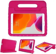For Apple iPad Pro 10.5 2017 kids Case, Kickstand Shockproof Protective Rugged Convertible Handle Stand Light Weight Kids Friendly Cover (Hot Pink)