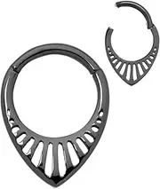 [365 Sleepers] Titanium Implant Grade 16G 8mm 10mm Tear Drop Hinged Segment Ring Helix Tragus Septum Clicker Nose Lip Hoop Earring Body Piercing Jewellery