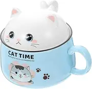 UTHCLO Cartoon Kitten Ceramic Bowl Capacity Noodle Bowl with Handle Versatile Tableware for Soup Rice Pasta for Dining Home Restaurant