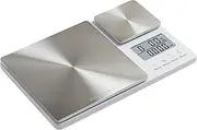 [KitchenAid] KQ909 Dual Platform Digital Kitchen and Food Scale, 11 Pound Capacity and Precision 16oz Capacity, White with Stainless Steel