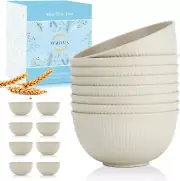 Wrova Wheat Straw Bowl Sets of 8,Unbreakable Cereal 26 Winter-Snow