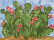 Tile Mural Backsplash Ceramic Mullen Southwest Cactus Floral Art SM064