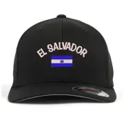 El Salvador flag embroidered flexfit flex fit baseball cap, National flag cap
