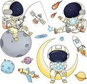 Astronaut Decor - Space Astronaut Wall Stickers,Peel and Stick Rocket Decal, Outer Space Planets Decoration for Classroom Preschool Living Room Bedroom