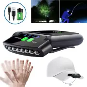 USB Rechargeable Cap Clip-on Headlamp Headlight 6LED Hat Sensor Torch Light Lamp