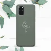 Sage Green White Floral Line Art Case For Samsung Note 20 S20 S21 S22 S23 S24 FE