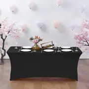 6FT Stretch Spandex Table Cover for Rectangular Fitted Folding Tables, Wrinkle