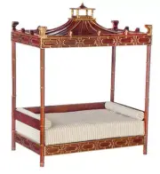 Dollhouse Miniature Qing Dynasty Daybed in Walnut by JBM