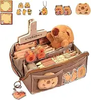 Capybara Cute Pencil Pouch, Capybara Pencil Case with Stationery Included, Large Capacity Wide Opening Stationery Storage Bag Organiser with Compartments, School Supplies for Kids, Students