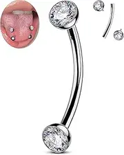 [OUFER Body Piercing] 14G Titanium Belly Bar 10/12/14/16 mm Curved Barbell Internally Navel Bars Clear Belly Button Bars Navel Piercing Jewellery Belly Button Piercings Belly Button Ring