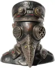 Steampunk Plague Doctor Bust Trinket Box Sculpture 7" Tall
