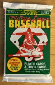 1991 Score Baseball Pack Kevin Tapani Twins (Top) Mike Fitzgerald Expos (Back)