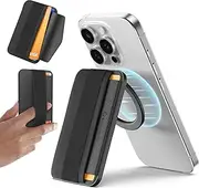 Sinjimoru for MagSafe Wallet, Adjustable Stand with Magnetic Wallet, 3000G Magnetic Strengh, Soft Wool Band Grip, Side Access Type, M-Band Stand Black