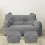 UYSOFRCV Bean Bag Chair Cover Lazy Lounger Cover (No Filler) can be Filled with Soft Things or DIY (Foam Particles/Sponge Particles) for Birthdays,Grey